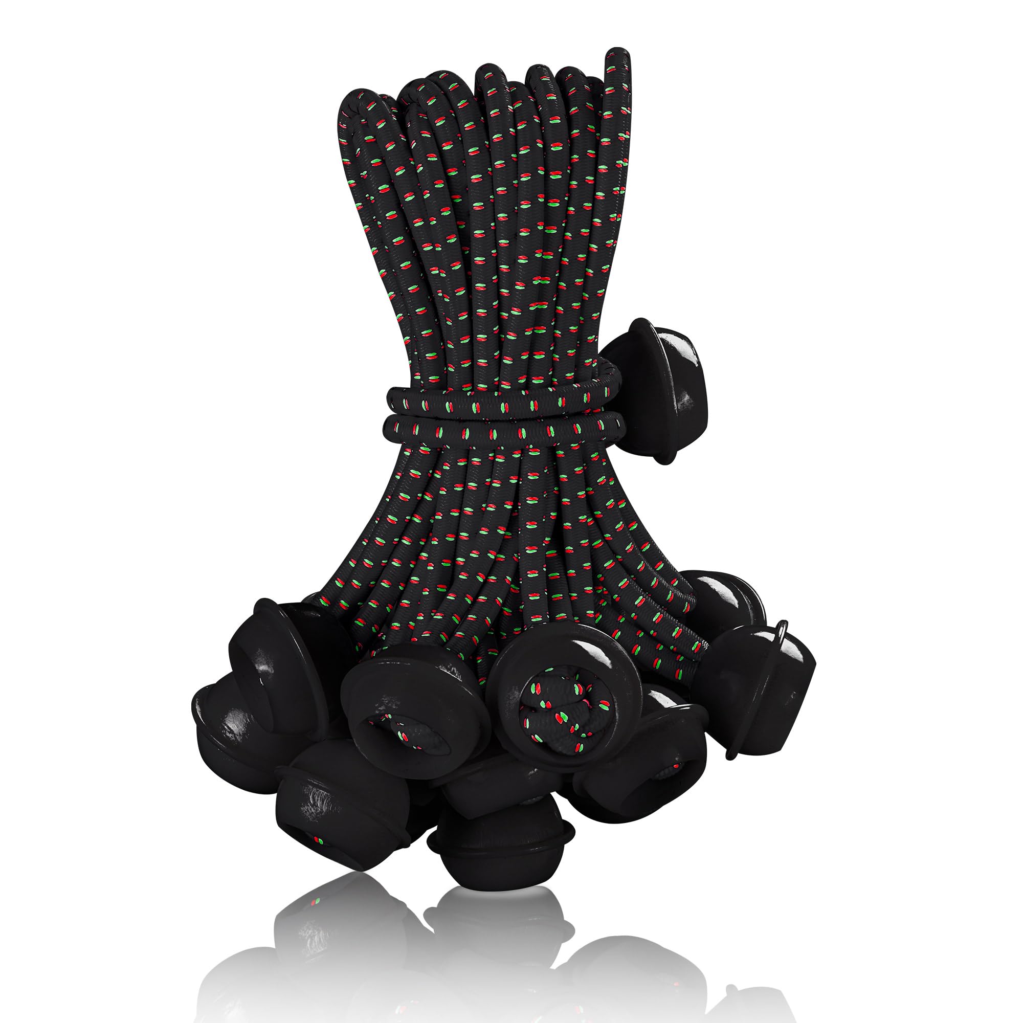 25 Pack Ball Bungee Cord, 2Colors–4"&6"&9" Size, Heavy Duty Tarp Bungee Cords, Thickness Tie Down Strap for Camping, Tents, Shelter, Cargo，Holding Wire, Awning Black-4"