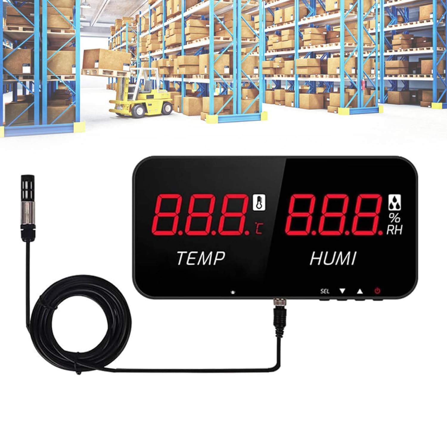 TsoLay Termoigrometro Digitale, Misuratore di Temperatura Intelligente -20℃-80℃ (-4℉-176℉) con Sonda Esterna da 5 M, Display Digitale a Tubo Singolo da 1,8", per Uso Agricolo Industriale