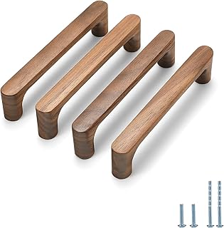 Walnut Round 5 in 4 pcs Wooden Drawer Pulls Handle pulls for cabinets Ki...