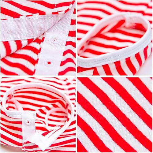 Vista 64 de Traje de recuperación para perros, camisa poscirugía para cachorros, ropa protectora de heridas para animales (rayas blancas y rosadas, XL)