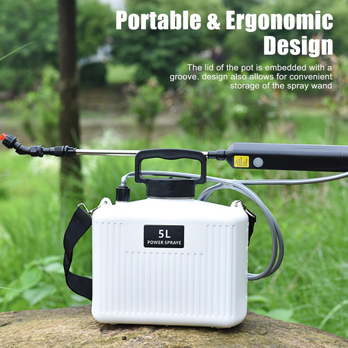 5l Pressure Pump Garden Sprayer, Electric Pompa Irroratrice a Batteria Spruzzatore a Pressione with 3 Mist Nozzles, Retractable Wand, USB Rechargeable, Outdoor Weed Water Sprayer Blue