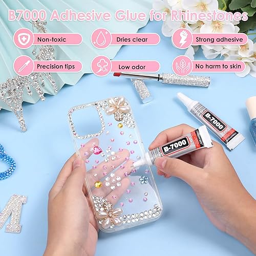 Miniatura 5 de 3000 diamantes de imitación AB con parte trasera plana para manualidades con pegamento adhesivo B7000, gemas de diamantes de imitación de 0.197 in,