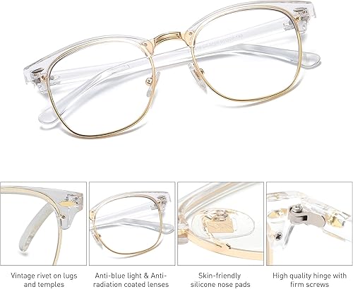 Miniatura 3 de SOJOS Gafas retro semi sin montura con bloqueo de luz azul SJ5018