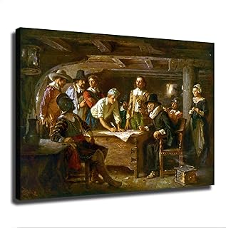 The Mayflower Compact Us History Religious Pilgrims Canvas Poster Holiday Gift HD Picture Modern Aesthetics Mural Wall Art Decoration (08×12inch-Unframed)