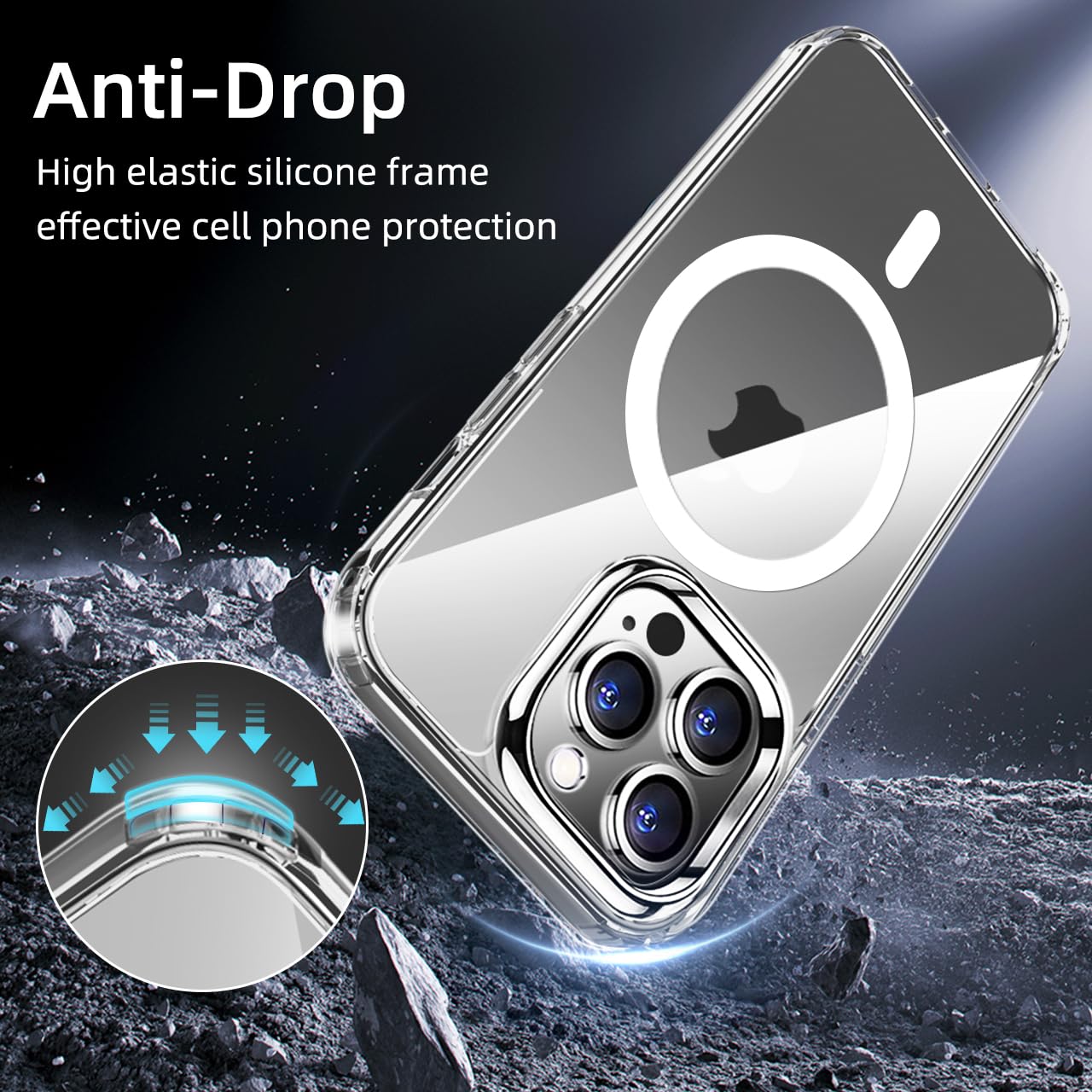 tigratigro Cover Magnetica per iPhone 15 Pro Max, Compatibile con MagSafe Ricarica Wireless, Anti Ingiallimento, Antiurto di Grado Militare, Custodia magnetica, Retro Antigraffio Trasparente