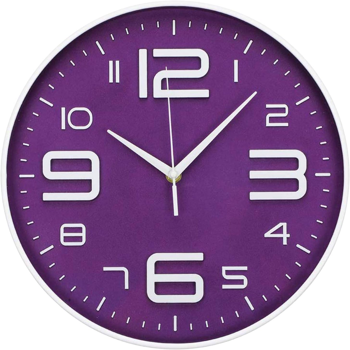 LONBUYS Purple 12 Inch Wall Clock Silent No Ticking Quartz