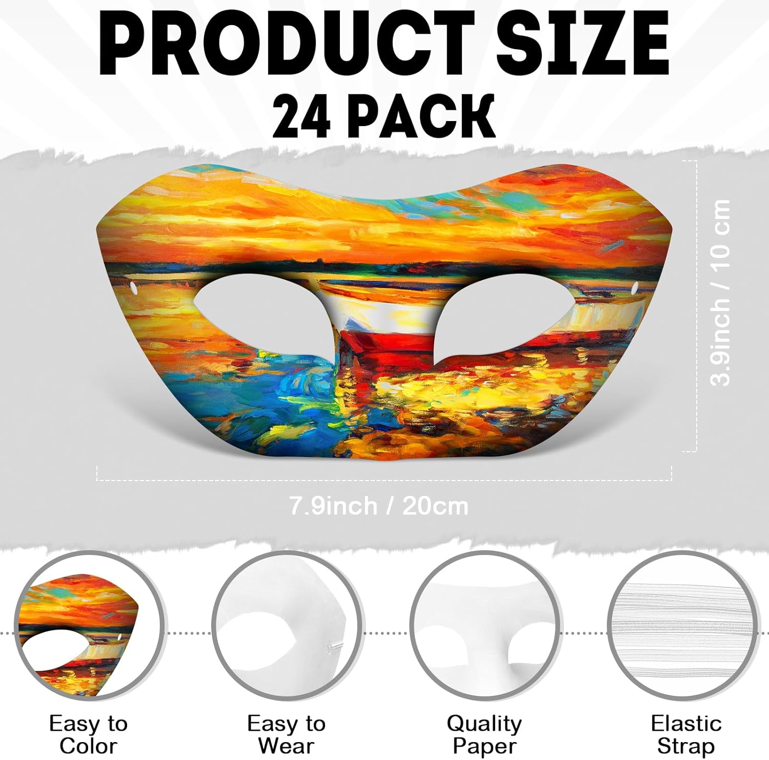 Leyndo 24 Pack Paper Mache Masks with 500 Feathers Half Face White Masquerade Mask for DIY Blank Mardi Gras Cosplay Party Craft