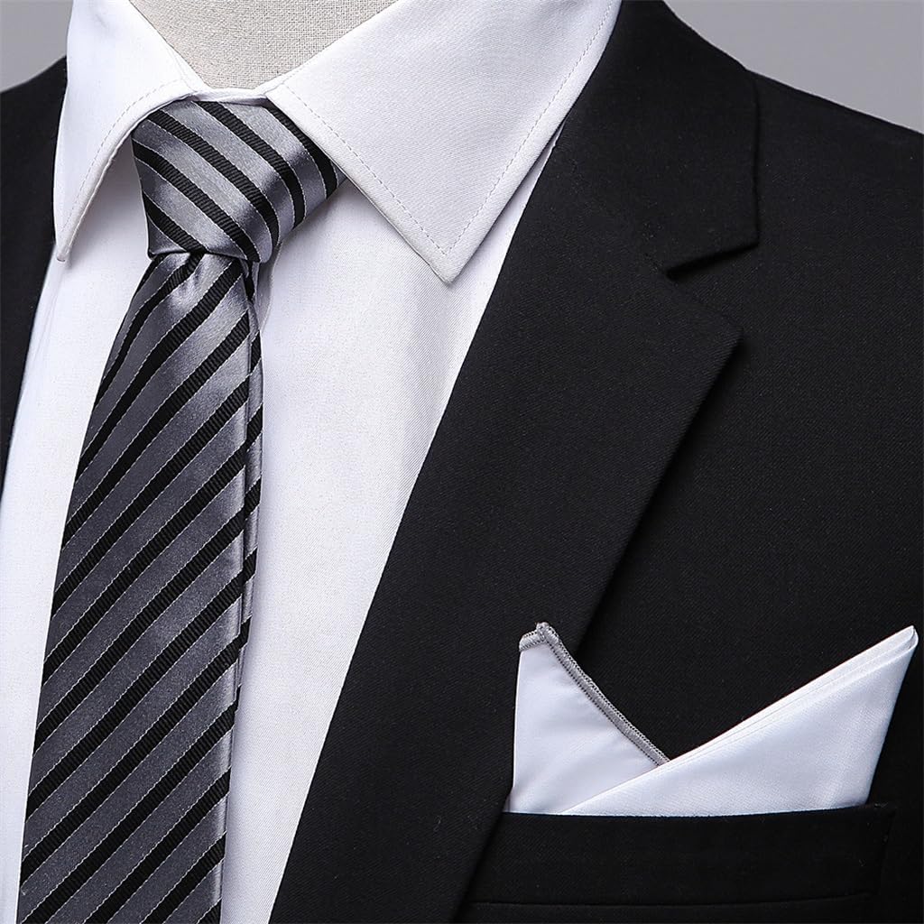 GSDFVIYT シルクネクタイスクエアスーツ先染めジャカードシルクストライプウェディングネクタイスーツ(Red)