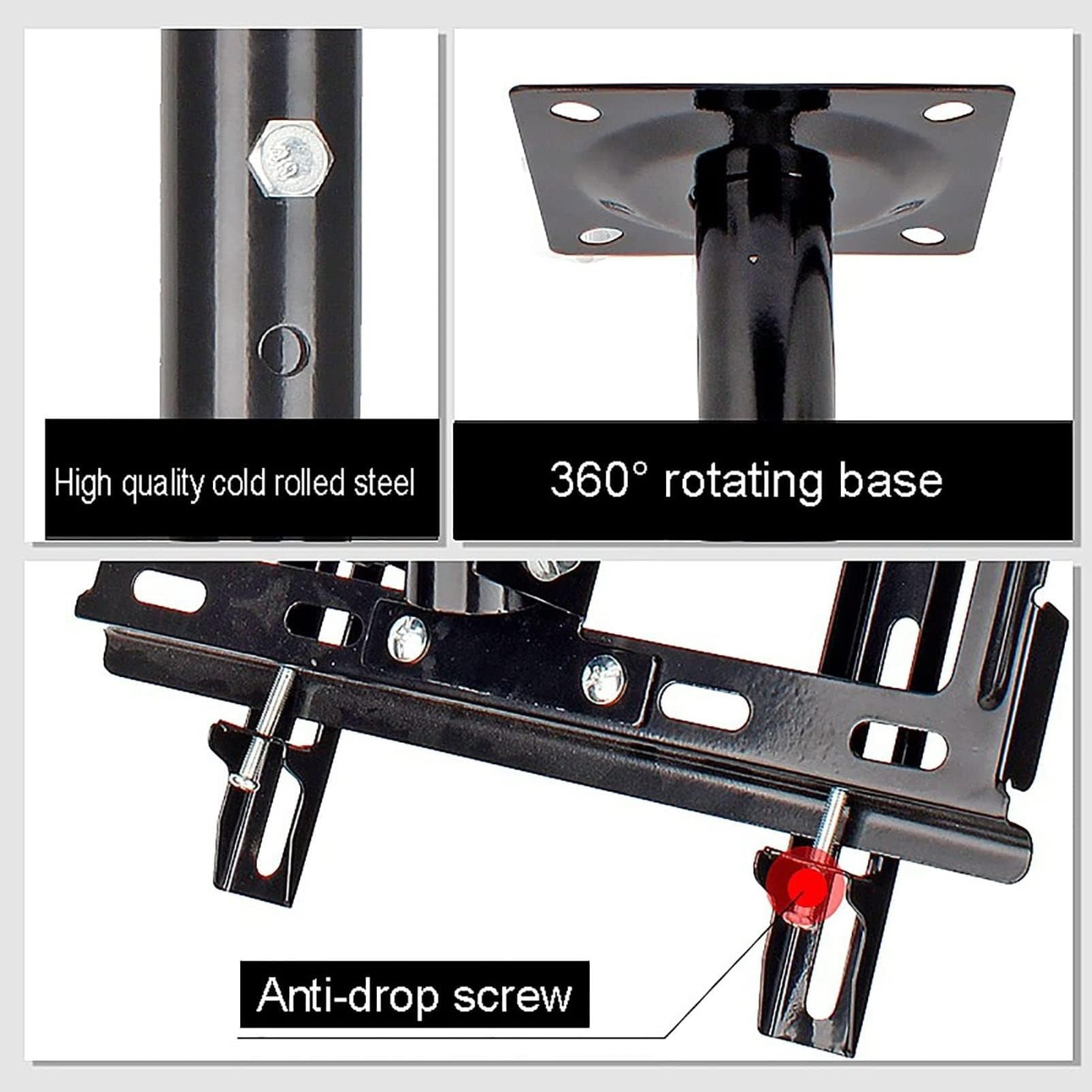 Supporto Da Soffitto Per TV A Schermo Piatto - Supporto Da Soffitto Con Inclinazione Regolabile, Per TV Da 27" A 55", Supporto TV Girevole A 360 Gradi