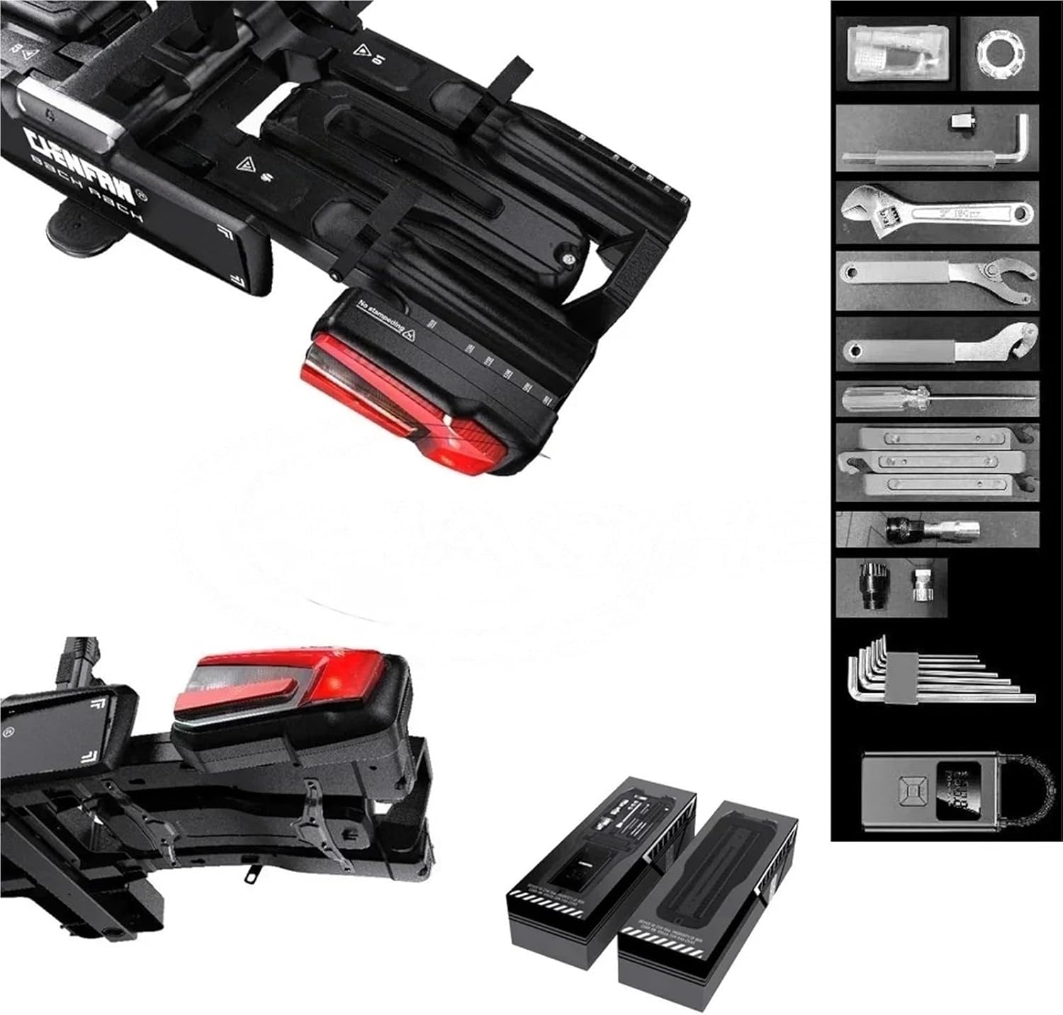 Foldable Tilting Hitch Mount E-Bike Rack 3 Bikes Up to 60kg Each for Standard, Tire, Electric Bicycle