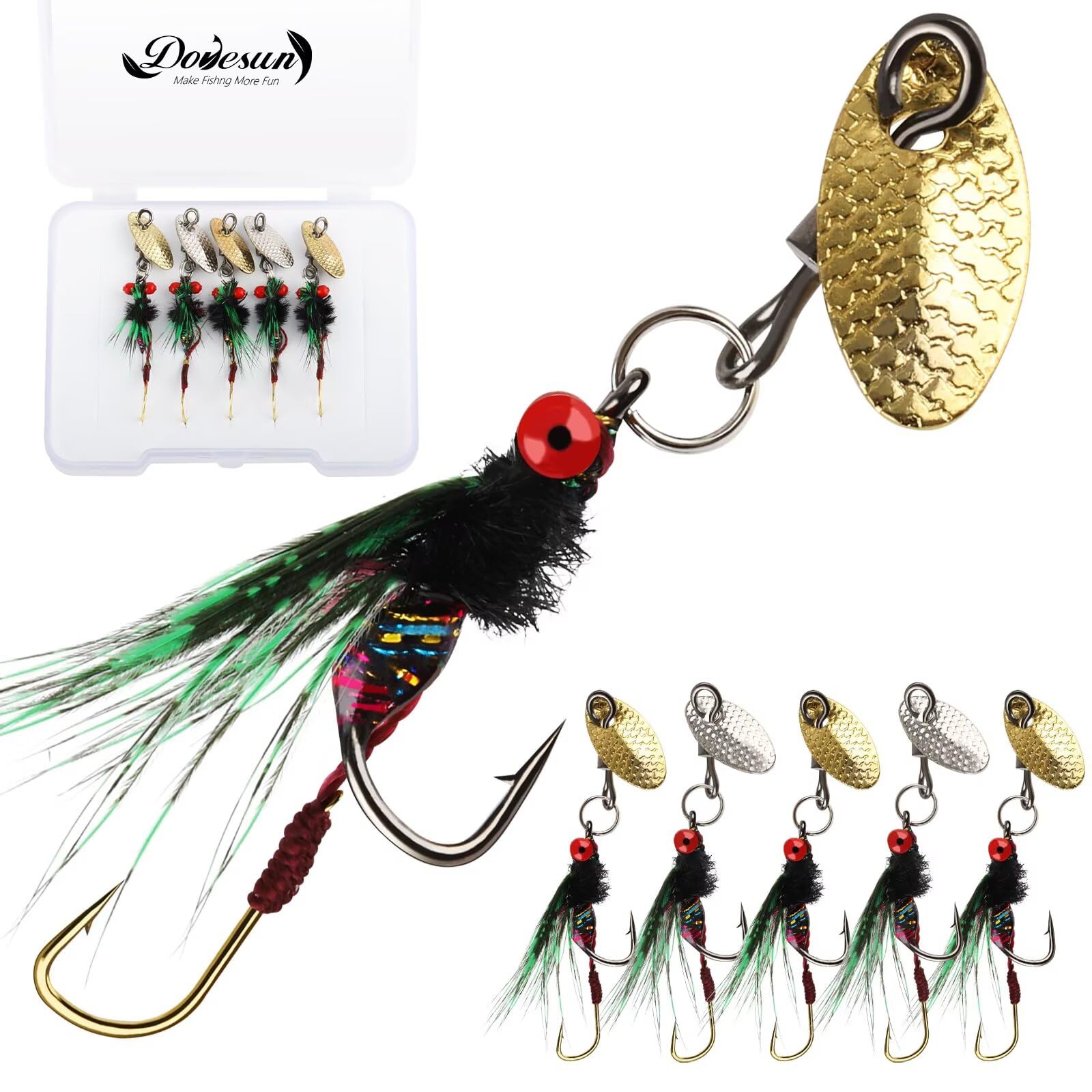 Dovesun Fly Fishing Lures Fly Fishing Flies Wet Fishing Flies Fishing Lures Fishing Spinner for Bass Sunfish Pike Trout 5PCS/10PCS