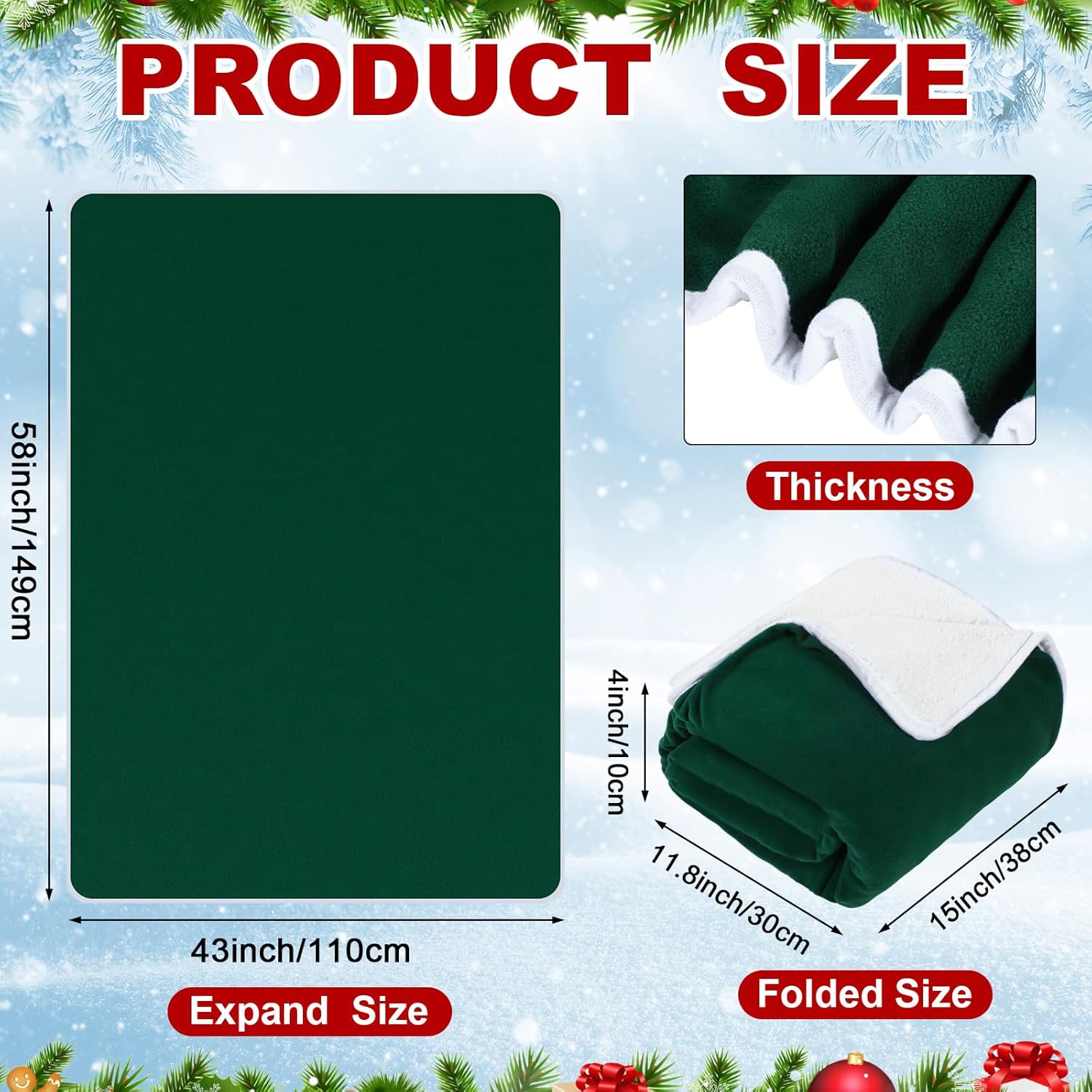 Riakrum 12v Heated Car Blanket 58" x 43", 3 Heating Level Electric Heated Blanket Portable Throw with Temperature Controller Cigarette Lighter Socket for Truck Winter(Dark Green,Solid) - Image 2