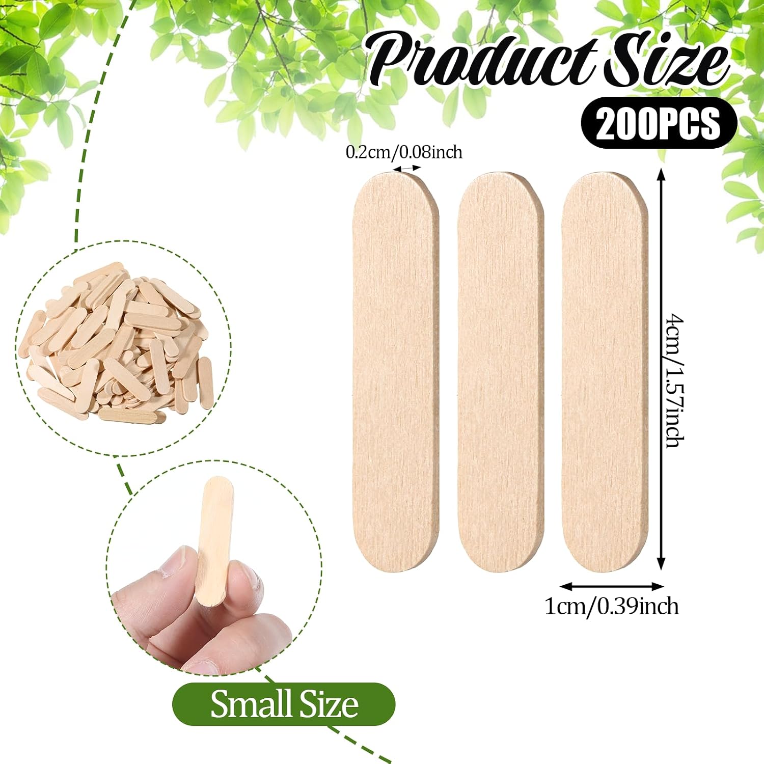 200pcs Mini Popsicle Sticks, 1.6x0.4inch Wood Mini Craft Sticks Small Popsicle Stick Bulk For Ice Cream Treat Food Grade Popsicle Stick For Diy Art Christmas Ornaments Crafting Halloween Home Painting
