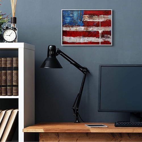 Miniatura 2 de Stupell Industries Bandera rústica de Estados Unidos con pintura envejecida Drip Erin Ashley - Arte de pared enmarcado gris, 16.0 x 20.0in