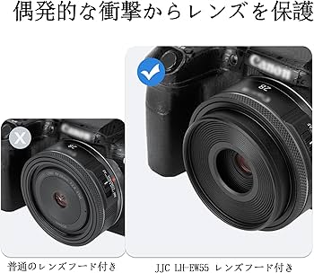 レンズ(単焦点) Canon RF28mm F2.8 STM+JJC LH-EW55II Amazon | JJC EW-55 レンズフード ねじ込む式 フード Canon RF