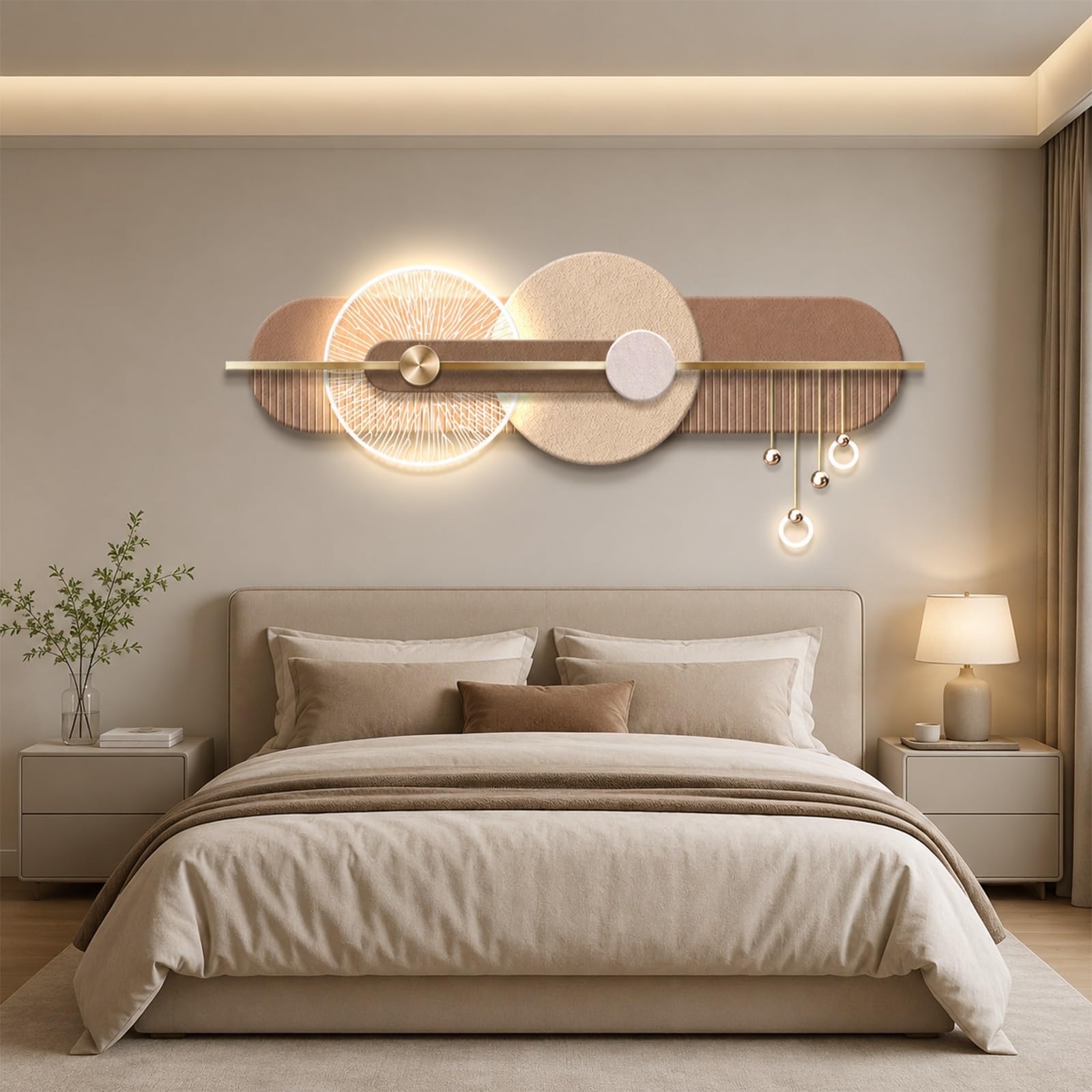 PGZMDTWI 3D Sandstone Wall Art, Modern LED Lighted Sculpture for Living Room Bedroom Decor(C,100 * 43CM 9.4 * 16.9IN)