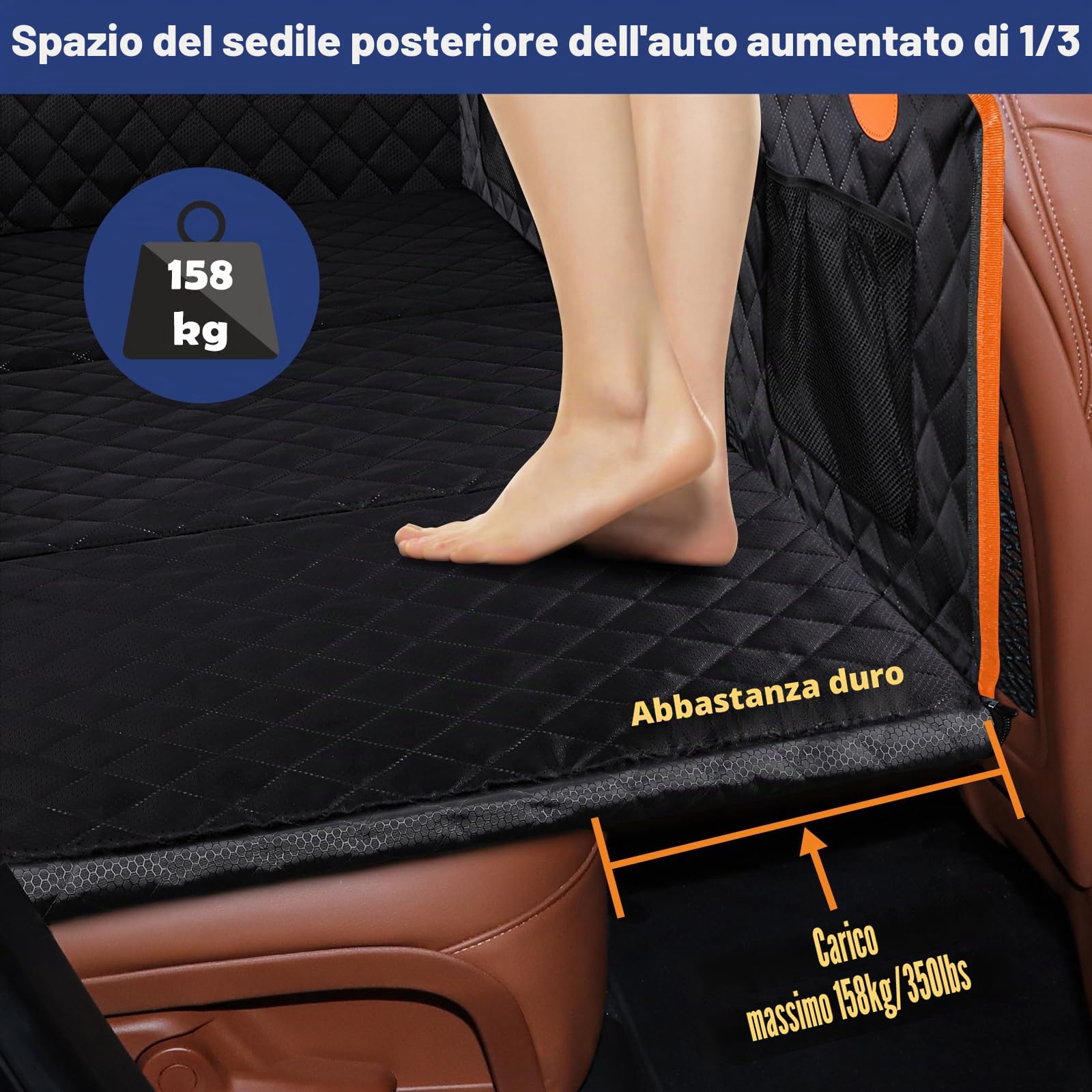JOEJOY Coprisedile Auto per Cani, Estensore per Sedile Posteriore per Cani, Coprisedile Posteriore Auto per Grandi Fondo Rigido, Telo Auto per Cani Antigraffio Impermeabile Amaca per Cani, Nero