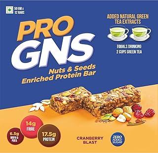 ProGNS Protein Bar - Low Carb High Protein Energy Bar - Made with CranBerry & Green Tea Extract - Low-Calorie Healthy Snac Price In India