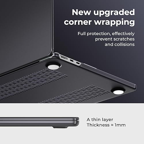 Miniatura 41 de EooCoo Funda compatible con MacBook Air de 15 pulgadas M5 2026 2025-2023 Release M4 M3 M2 modelo A3448 A3241 A3114 A2941, carcasa rígida de negro
