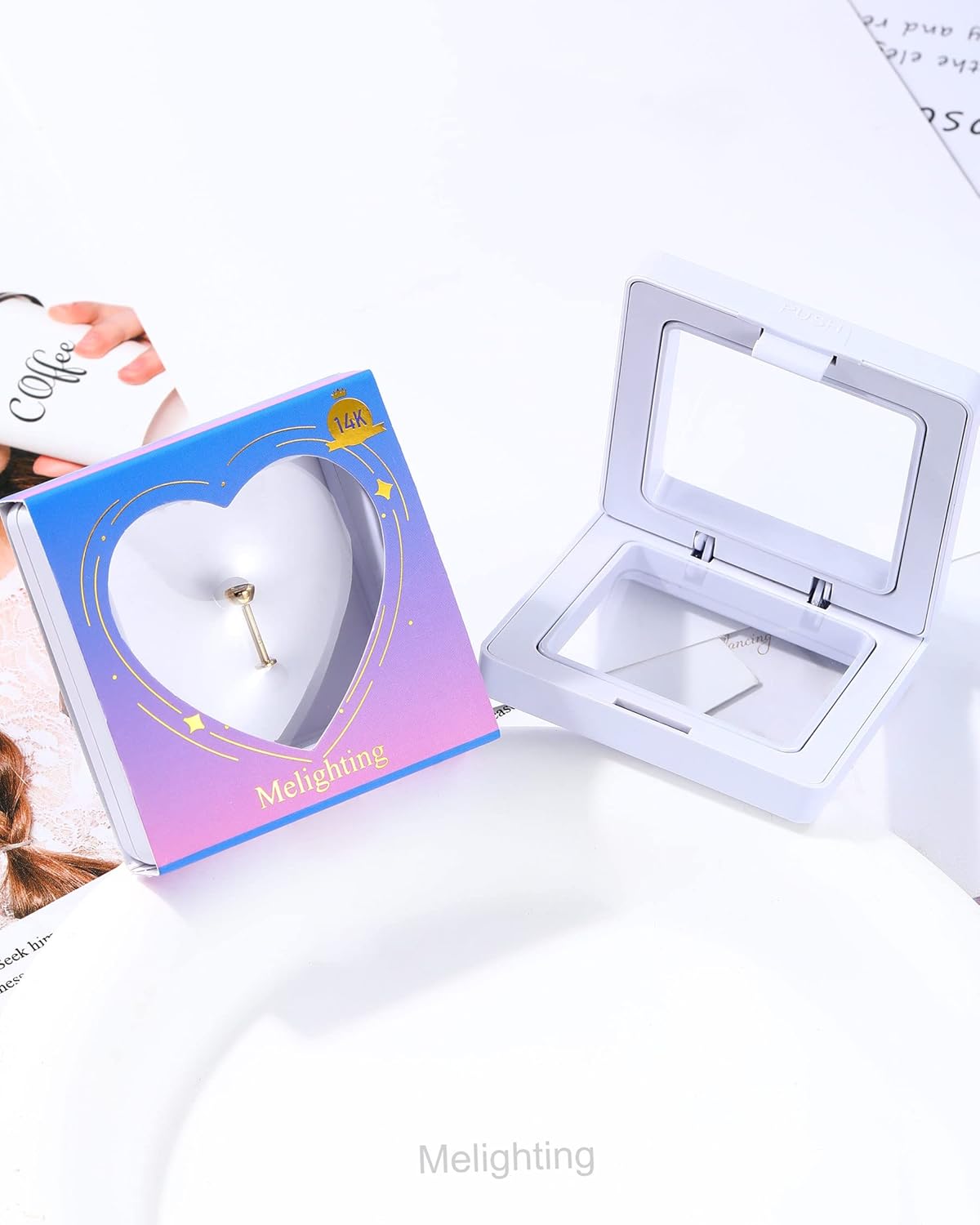 Melighting 14K Solid Gold Flat Back Earrings, Titanium Threadless Earrings for Women, 16G Gold Tragus Helix Piercing Jewelry, Conch Earrings Labret Jewelry for Women - Image 6