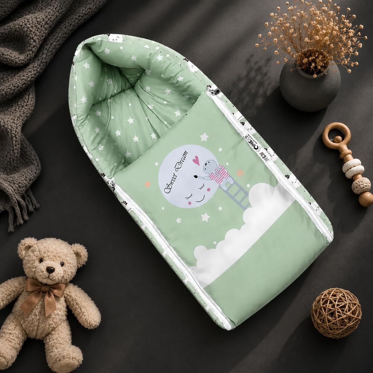 Infant Baby Sleeping Bag, Soft Cotton Filled Zipper Closure Sleep Sack for Babies Soft and Comfortable Baby Bed-image-47