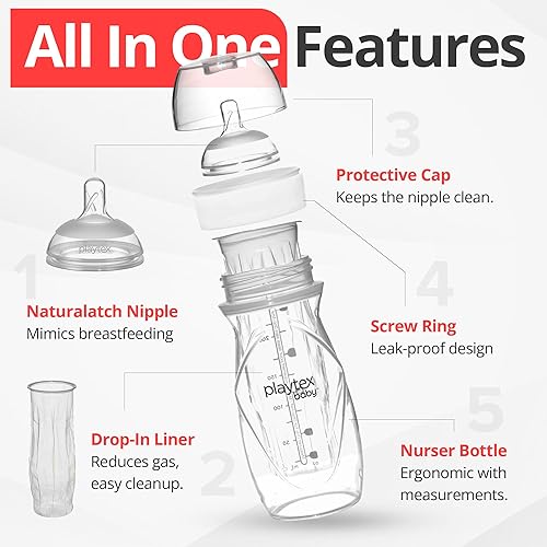 Miniatura 2 de Playtex Baby Biberón anticólico con forros desechables preesterilizados, más cerca de la lactancia, botellas de 8 onzas, 3 unidades