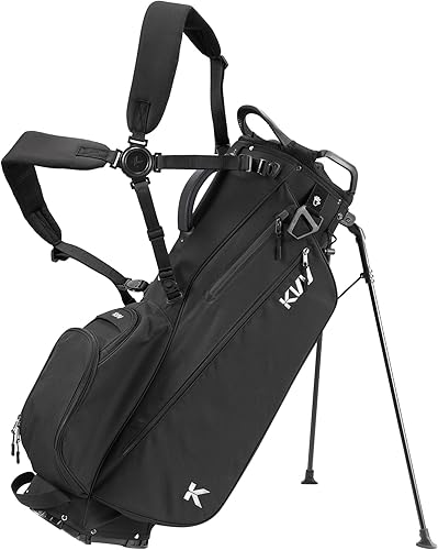 Miniatura 6 de KVV Bolsa de golf ligera con soporte con divisores de longitud completa de 7 vías, 5 bolsillos con cremallera, correas dobles ajustables
