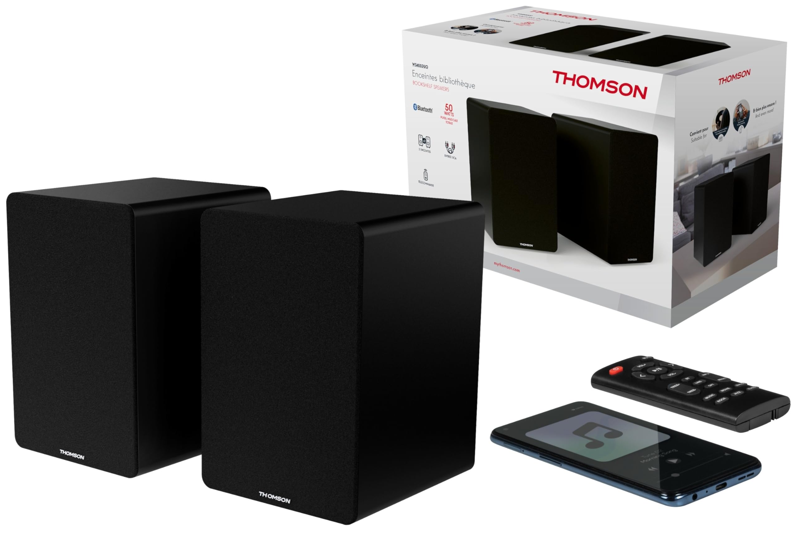 THOMSON WS400DUO Ensemble de deux enceintes 2x 7,5W Noir