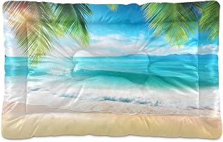 Sea Beach Palm Tree Dog Bed & Cat Bed for Small/Medium Pets, Ultra Soft Calming Washable Pet Bed with Non-Slip Bottom, 18x24 Inch（530）