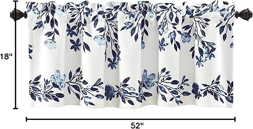 Miniatura 9 de Lush Decor Tanisha - Cenefa para cortina de oscurecimiento de habitación, 18 pulgadas de largo x 52 pulgadas de ancho, azul marino y blanco