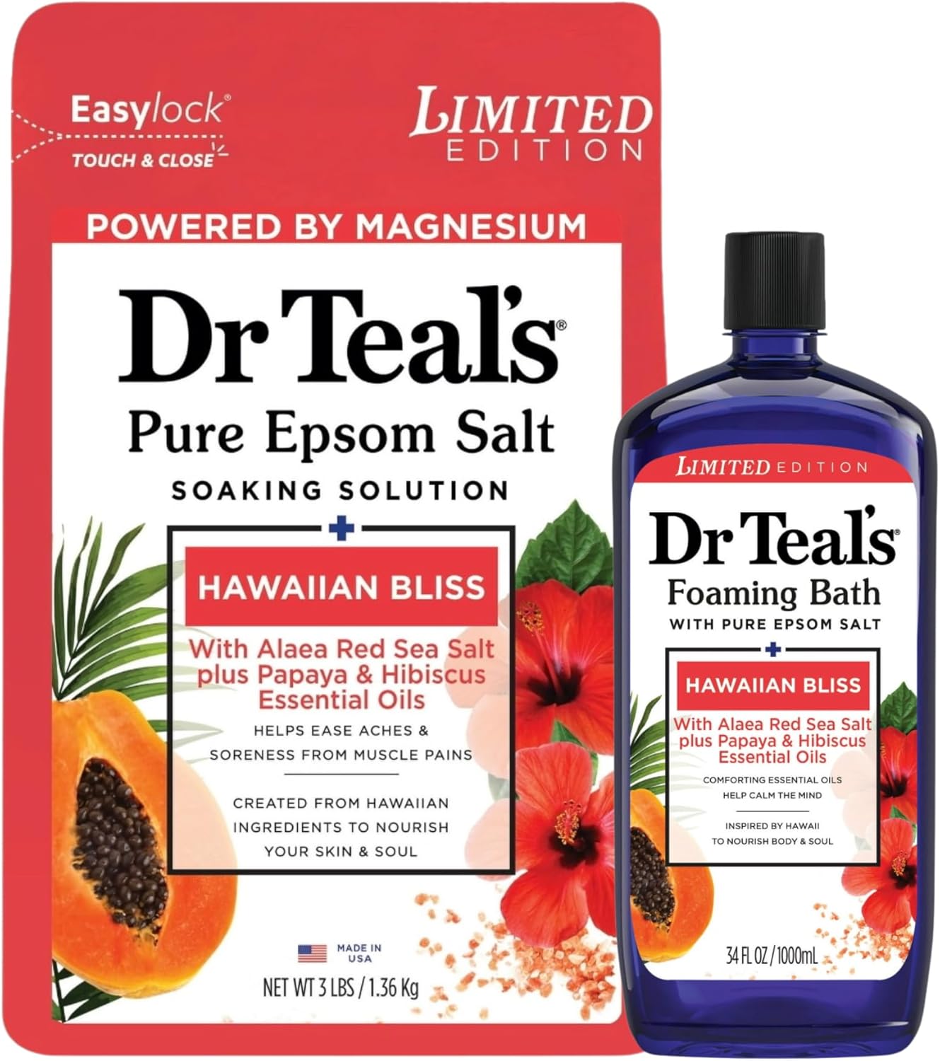 Dr Teal's Warm Comfort Pure Epsom Salt Soak and Foaming Bath Duo Pack (Salt + Foaming Bath)