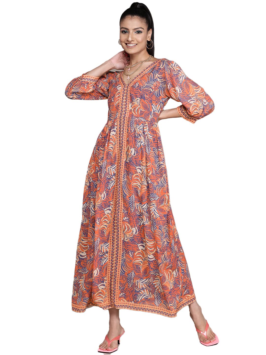 Label RITU KUMAR Women's Orange Maxi Dress