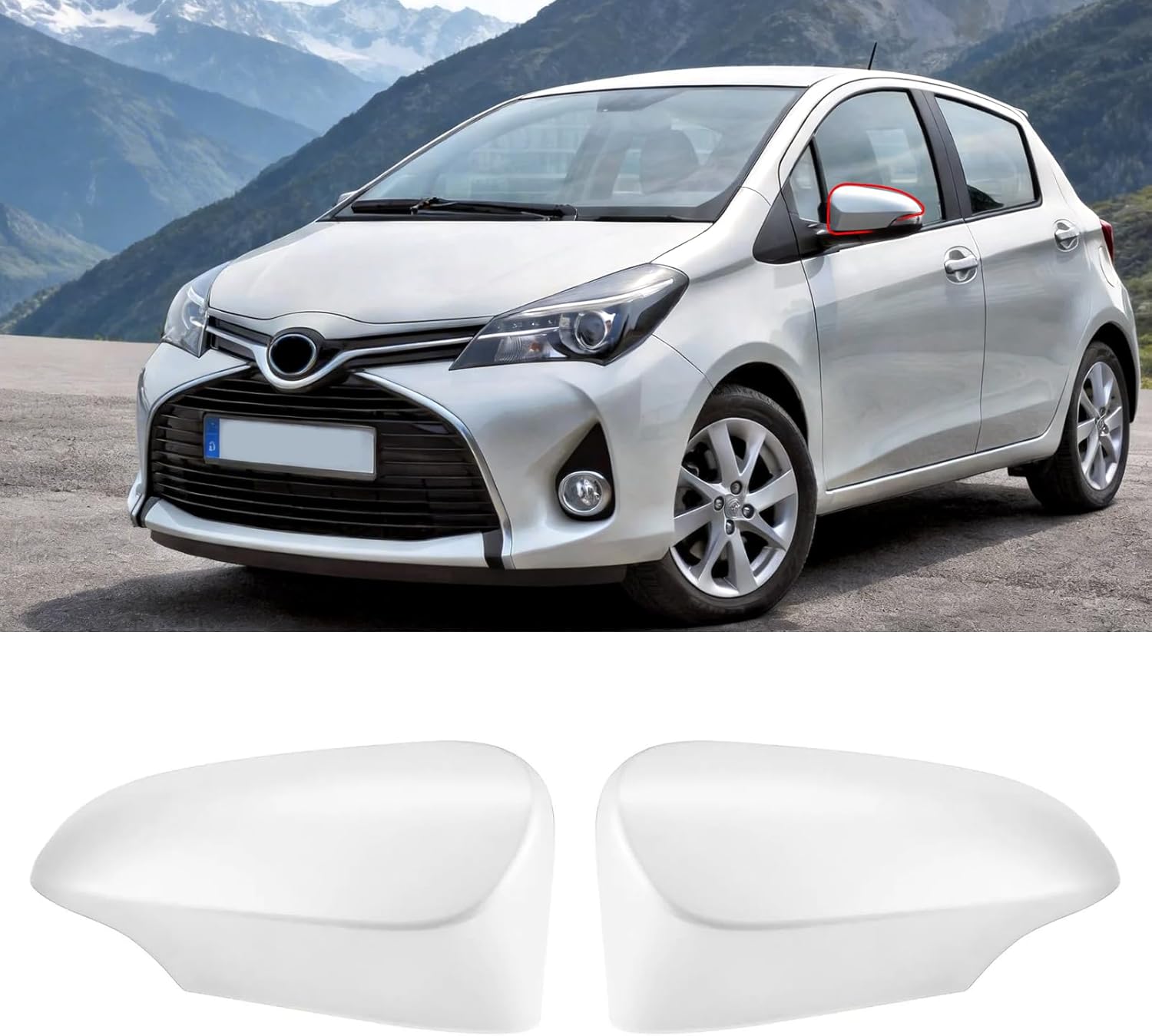 2PCS Compatible with Toyota Yaris Side Mirror Cover 2006 2007 2008 2009 2010 2011, Driver and Passenger for Toyota Yaris Rearview Mirror Caps Clip-on Replacement - White