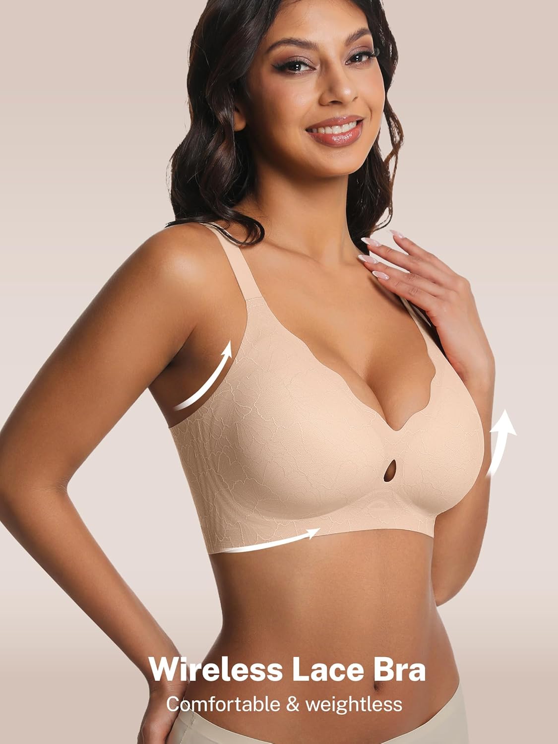 habibee Jelly Bra for Women No Underwire Push Up Scalloped Lace Bra Supportive Wireless Seamless Bras Full Coverage Bralettes - Image 5