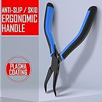 Vista 5 de Alicates de hueso de pescado/pinzas de acero inoxidable curvadas con agarre antideslizante negro