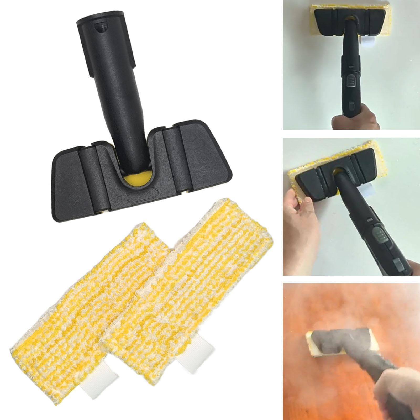 Steamer Replacement Cepillo de Mano Adaptador de Cabezal de Cepillo Accesorio con Función de Limpieza Profunda Material PP Adecuado para, con 2 Mopas Amarillas, Individual