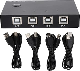 USB Switch KVM Converter,4 in 4 Out Switch USB Multiple Ports Signal Source Converter KVM Data Sharing Device Supports High-speed Transmission