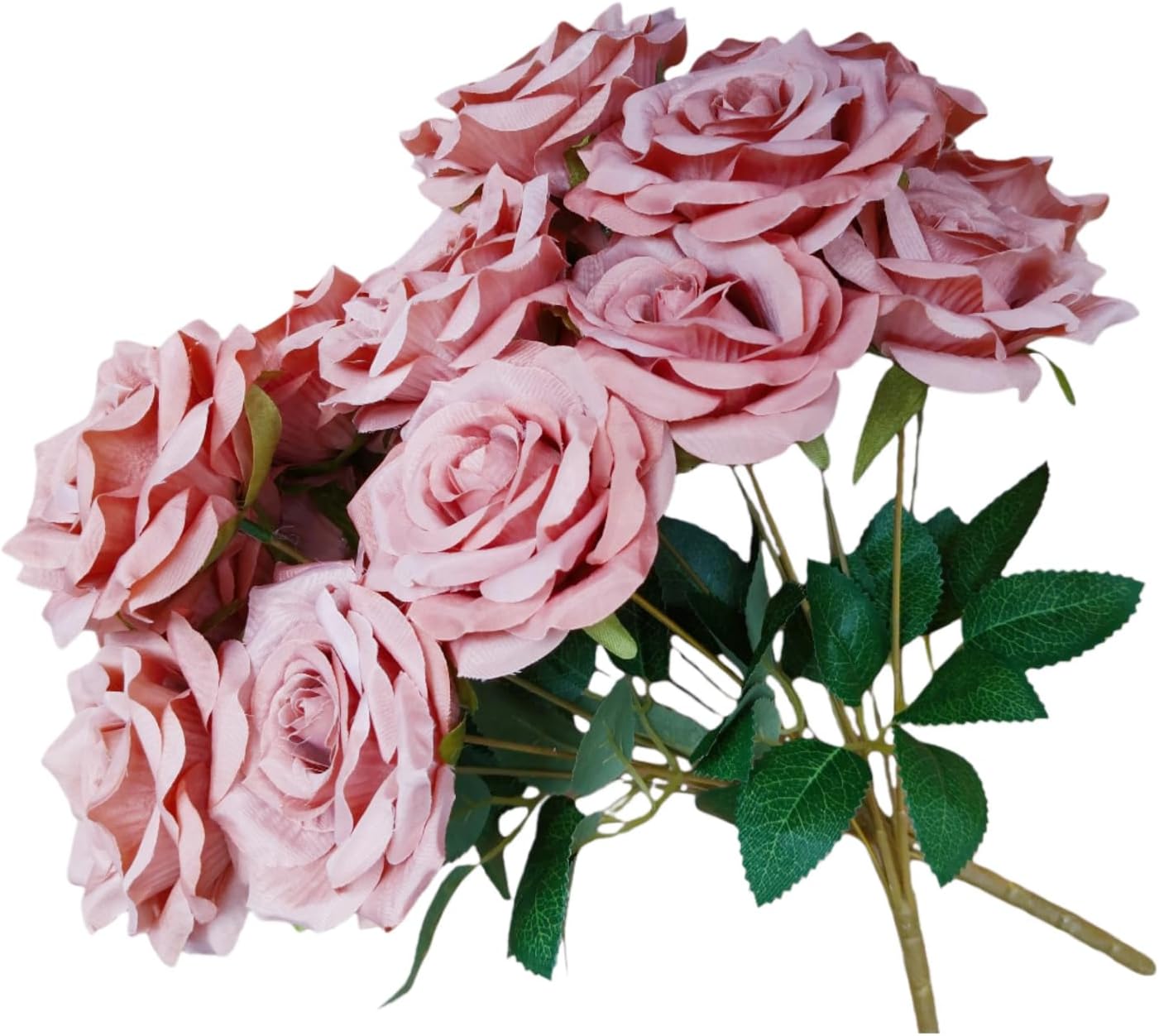 2 Bouquets Brown Roses Artificial Flowers, Fake Roses, 18 Heads, 16 Inch, Faux Wedding Bouquets with Stems, Floral Centerpieces for Tables, Home Decor (Tan)