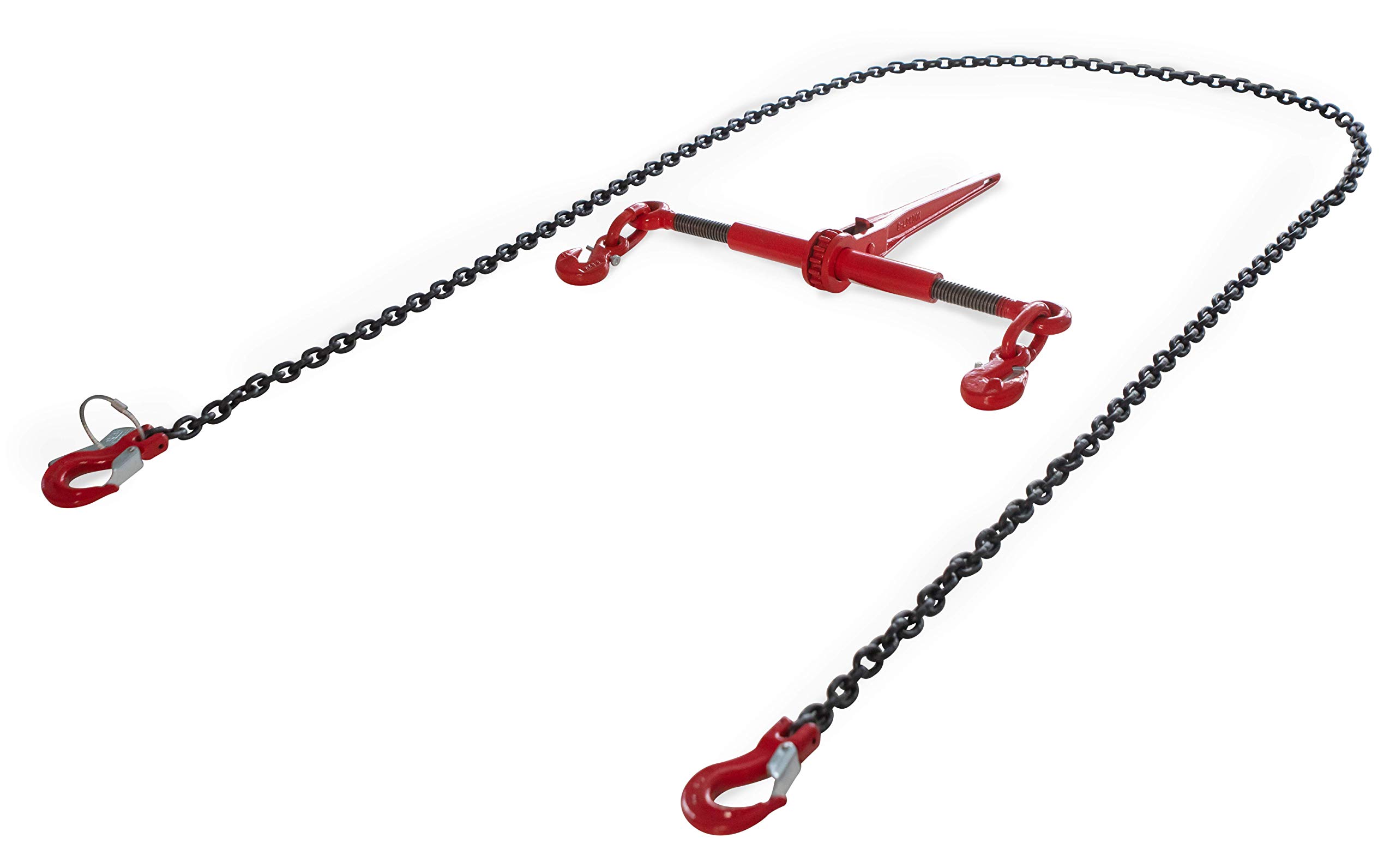 Dolezych Cadena de Amarre PowerLash L-150, 6300 Dan, 2 Piezas, con Gancho de Horquilla, 3,0 m de Longitud, Cadena 10-8, Negro/Rojo