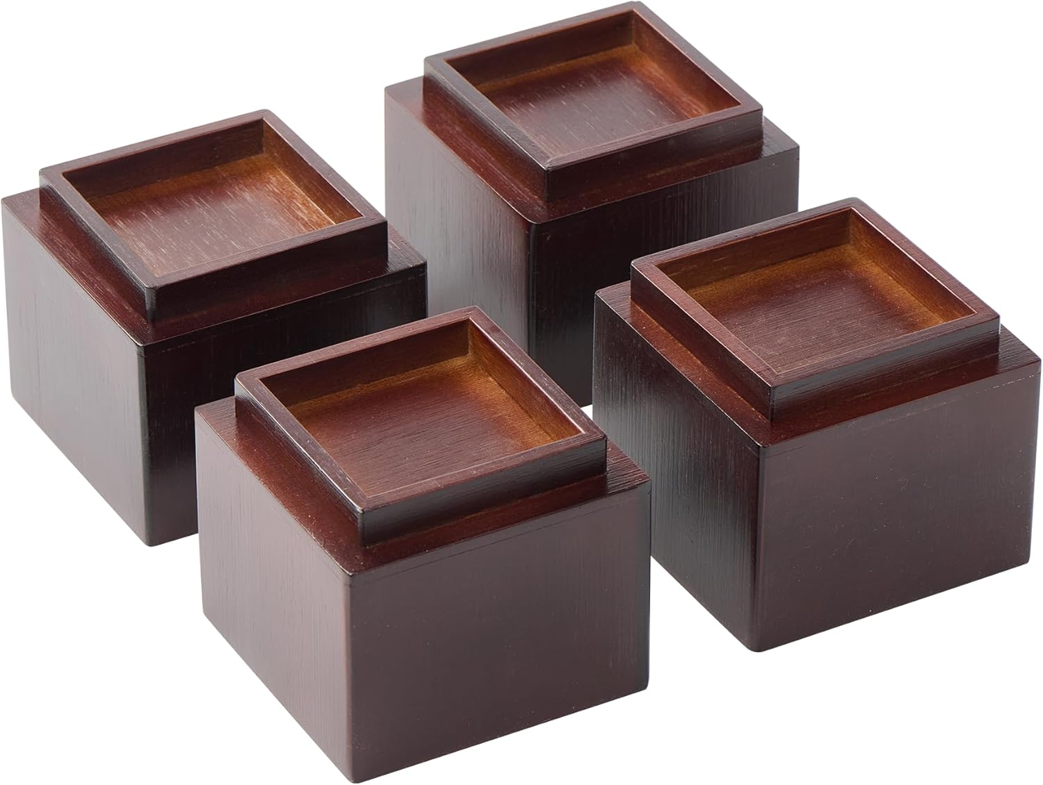 4 Inch Bamboo Bed Risers, 2000 LBS Heavy Duty Furniture Leg Risers with Anti-Fall Edge, Height Extenders Support Blocks for Bed Sofa Desk Table, 4-Pack Brown