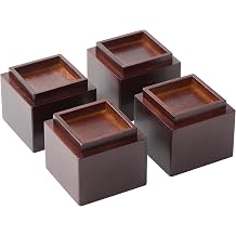 4 Inch Bamboo Bed Risers, Furniture Leg Extenders, 4 Pack Brown