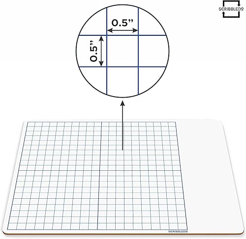 Miniatura 5 de SCRIBBLEDO Paquete de 10 pizarras blancas de borrado en seco de 11 x 14 pulgadas, pizarra de borrado en seco de doble cara con cuadrícula para el