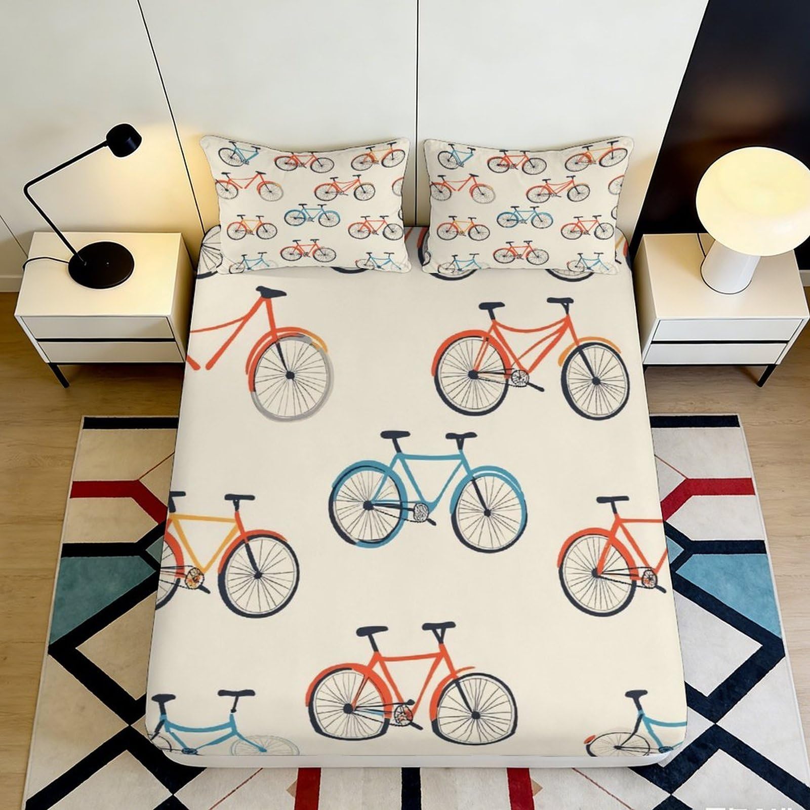 3D Printed Hockey Theme Fitted Sheet Microfiber Non-Slip Deep Pocket Hockey Sports Mattress Fitted Cover Bedroom Bedding Home Washable 140x200x25cm