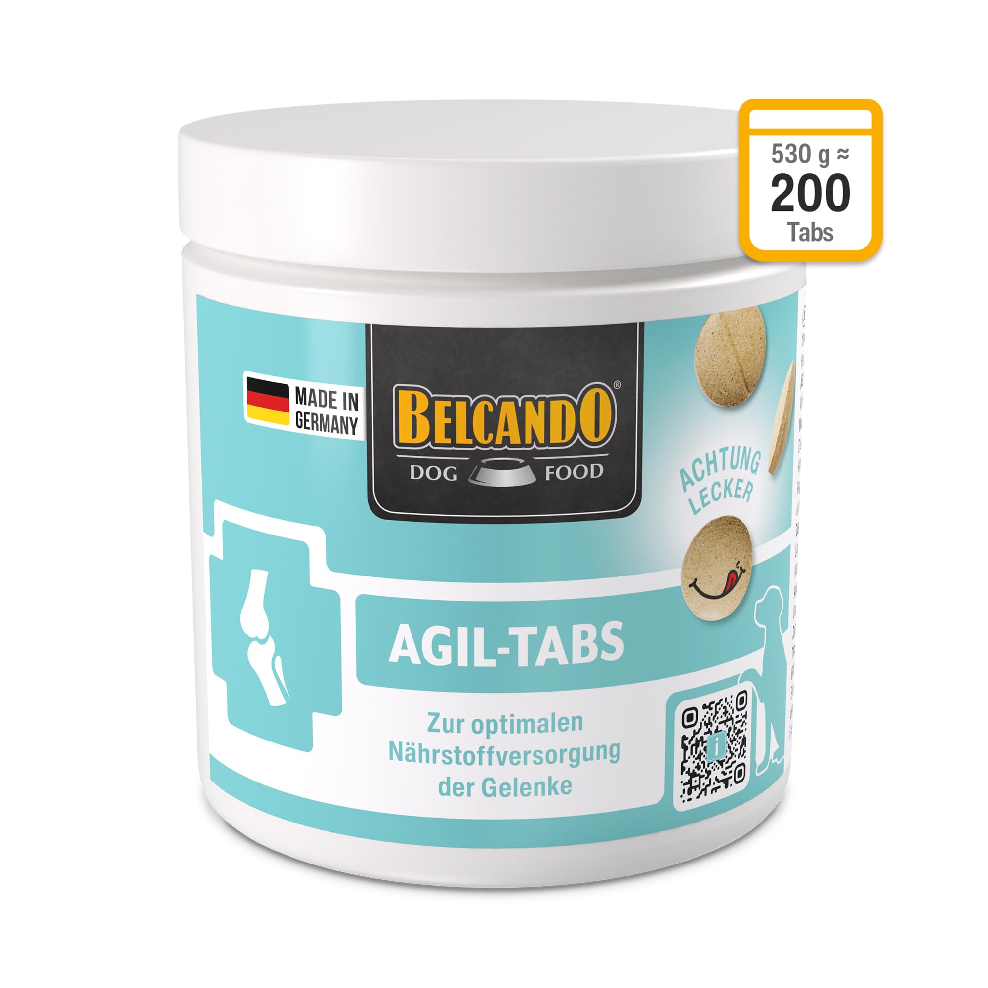 BELCANDO AGIL-Tabs für Hunde 530g – Gelenktabletten mit 15% Grünlippmuschel, MSM & Vitamin C + E – Unterstützung für Gelenke, Knorpel & Beweglichkeit – Made in Germany
