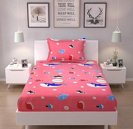 Innovative edge Kids Single Bed Elasticated Fitted bedsheet| Kids bedsheet Single Bed Glace Cotton