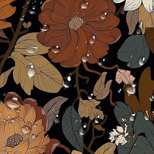 Miniatura 5 de Cortina de ducha con diseño floral bohemio, de mediados de siglo, con flores abstractas, botánicas, hojas estéticas, tela impermeable, accesorios de