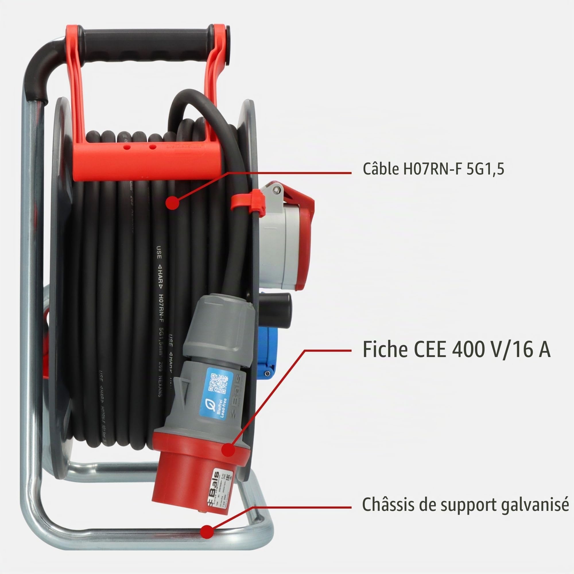 Brennenstuhl Garant Enrouleur de câble CEE 1 V2 IP44 (Enrouleur de câble CEE avec câble de 30 m en Noir, fabriqué en Allemagne, Utilisation extérieure permanente IP44)