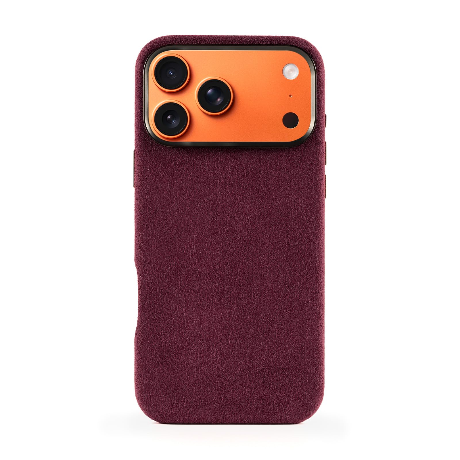 Protection 6,9" iPhone 17 Pro Max Alcantara bordeaux contre chutes et rayures