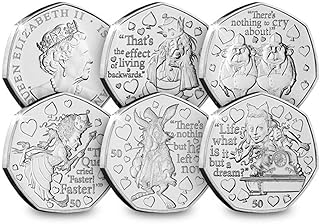 Isle Of Man 2021 Alice Through the Looking Glass 50p Coins (Full Set)