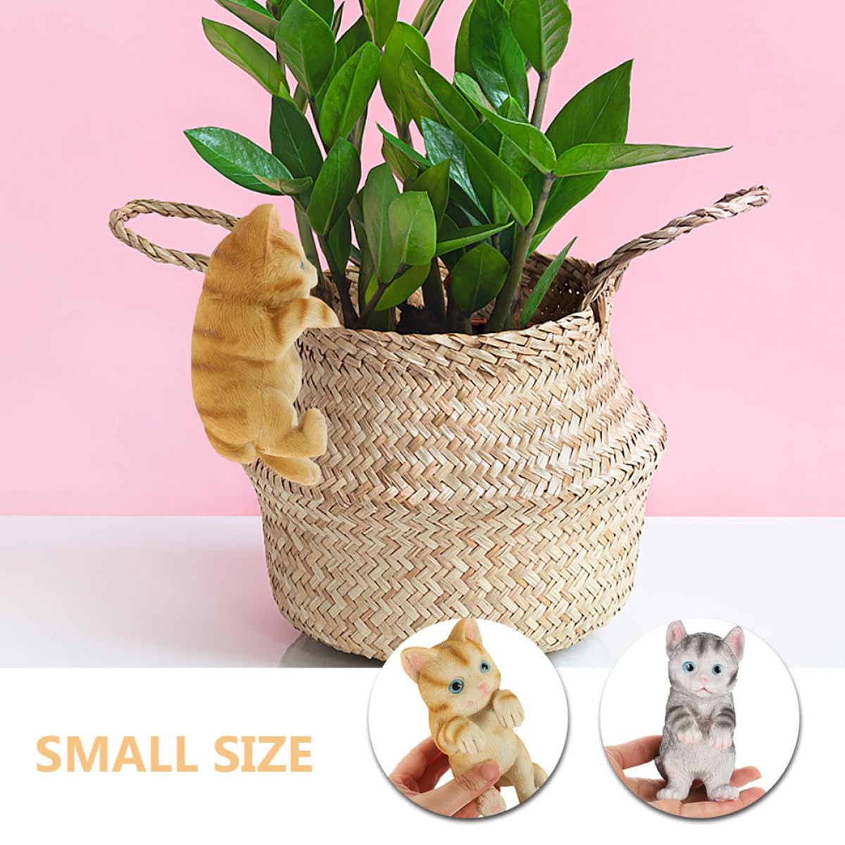FOMIYES Statuette Gatto in Resina da Giardino 2 Pezzi, Decorazione Realistica per Vasi di Fiori e Micro Paesaggi, Ornamenti per Esterni e Interni Design Creativo per Prato e Balcone